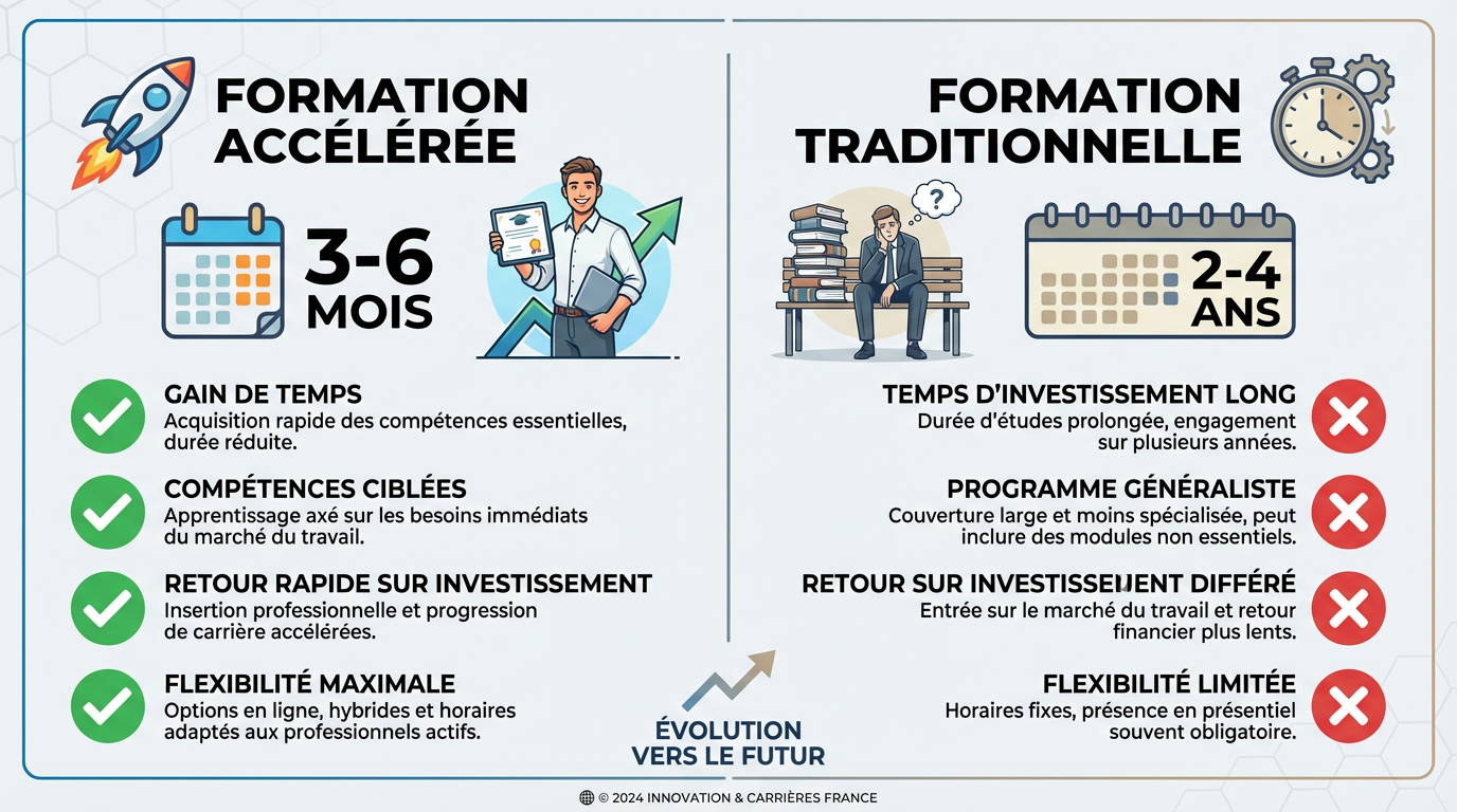 Comparatif entre formation accélérée et formation traditionnelle