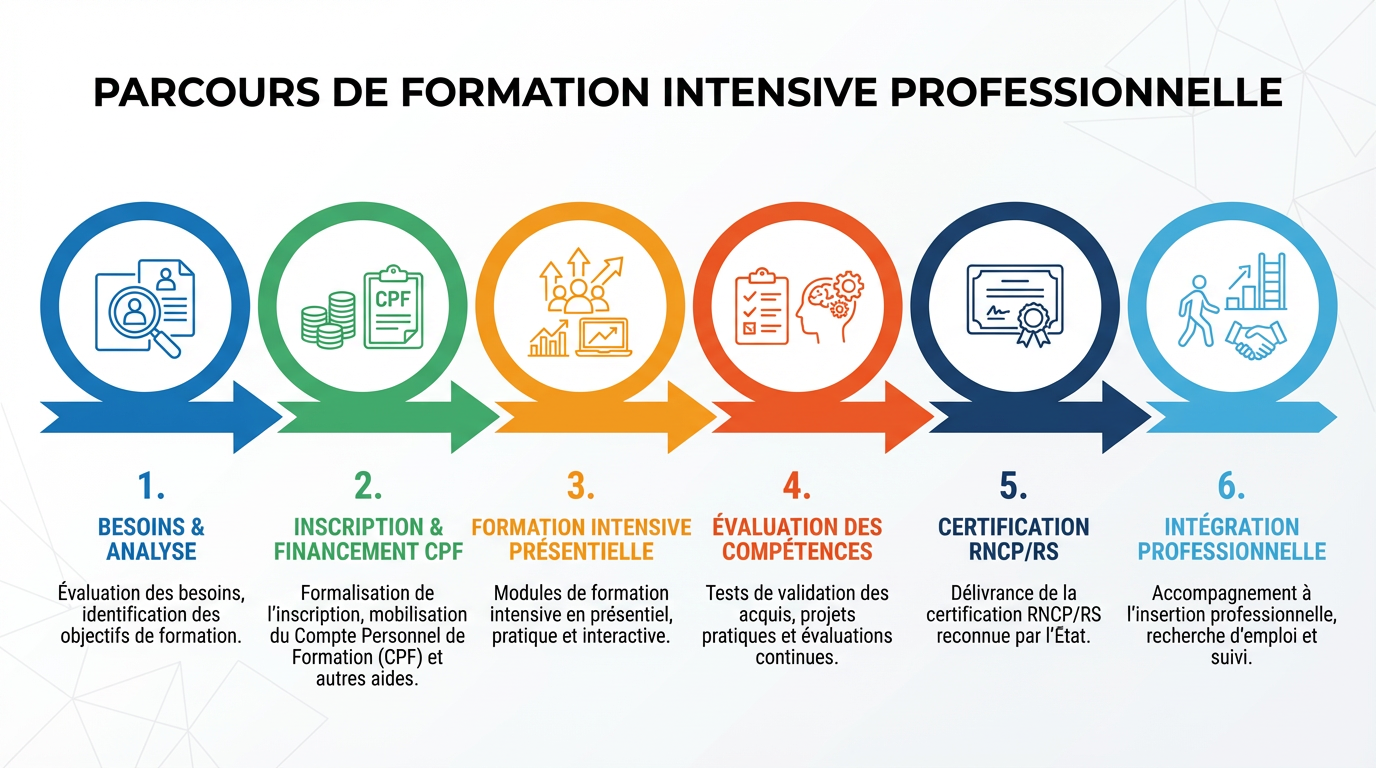 Étapes du parcours de formation intensive professionnelle